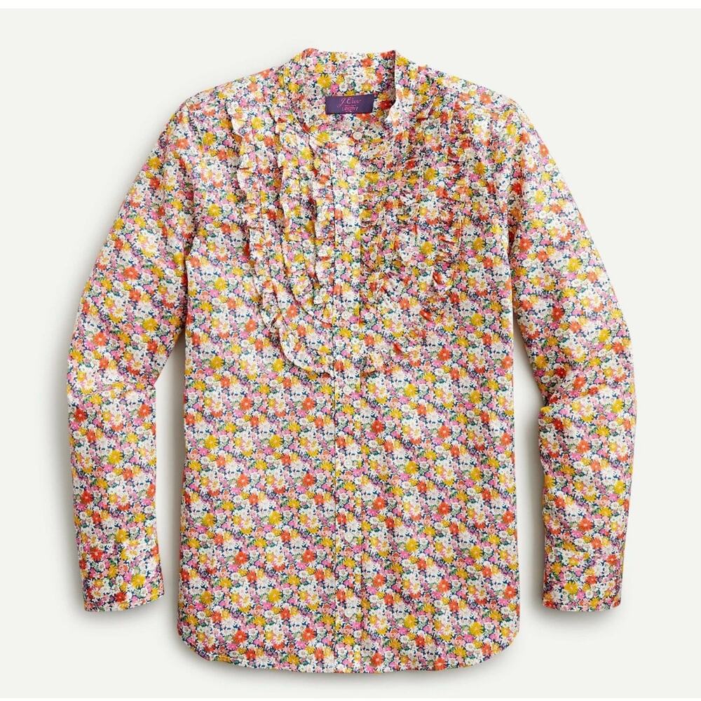 J. Crew Liberty Ruffle Button Up Shirt Libby Floral Size XXS 2320